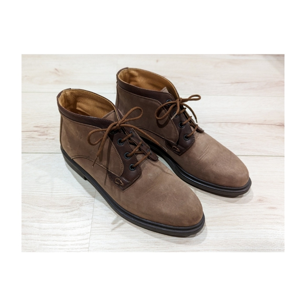 Brown laced leather ankle boots, Size 38